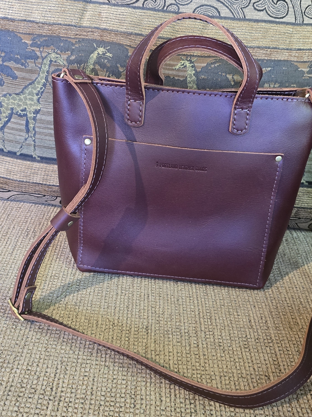 Portland Leather Goods Cognac Mini Crossbody Leather Tote - Picture 3 of 7